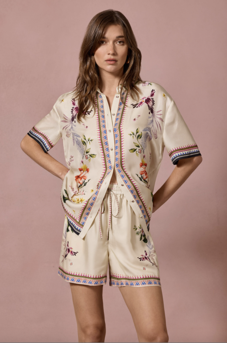 Johnny Was Ophelia Camp Shirt and Mayvis Pull On Short